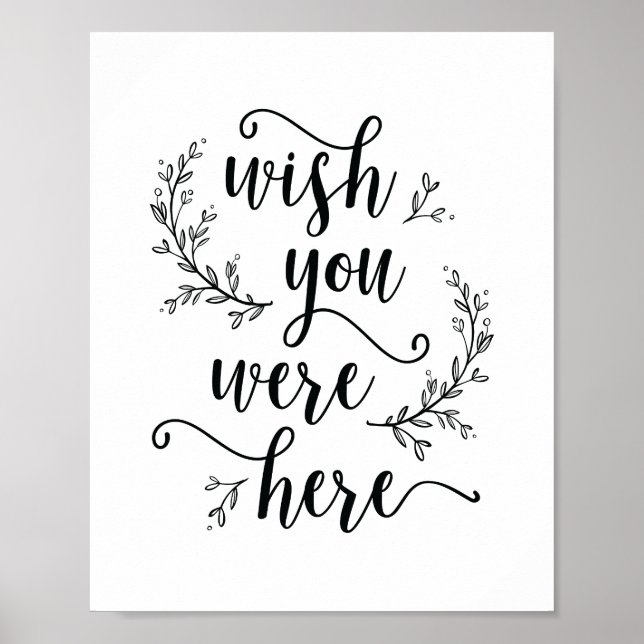 Rustic Vines Wedding Wish you were here sign (Front)