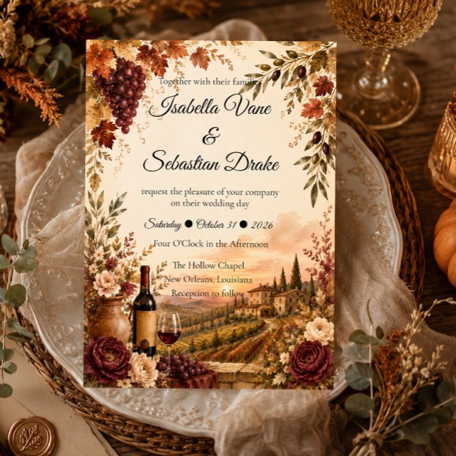 Rustic Vineyard Autumn Elegance Wedding Invitation (Creator Uploaded)
