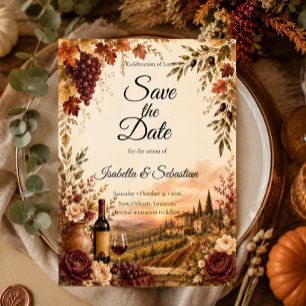 Rustic Vineyard Autumn Elegance Wedding Save The Date