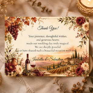 Rustic Vineyard Autumn Elegance Wedding Thank You Card