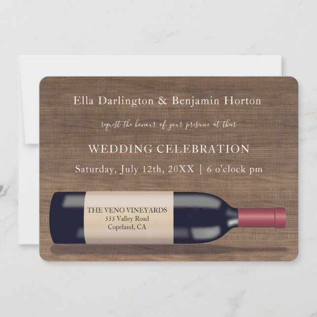 Rustic Vineyard Bottle Design | Wedding Invitation (Front)