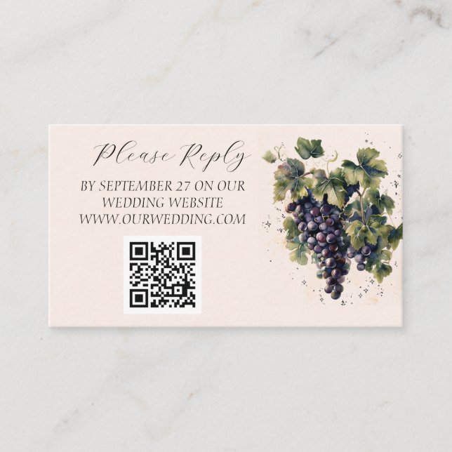 Rustic Vineyard Destination Grapes Wedding  Enclosure Card (Front)