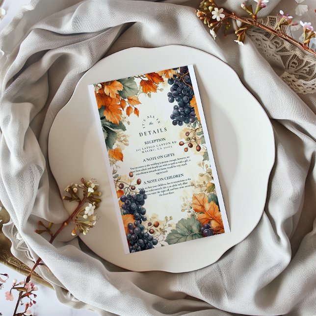 Rustic Vineyard Fall Wedding Enclosure Card (Creator Uploaded)