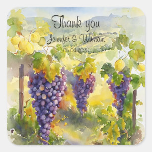 Rustic Vineyard Grapes Lemons Italy Wedding   Square Sticker