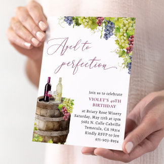 Rustic Vineyard Wine Birthday, Aged To Perfection Invitation
