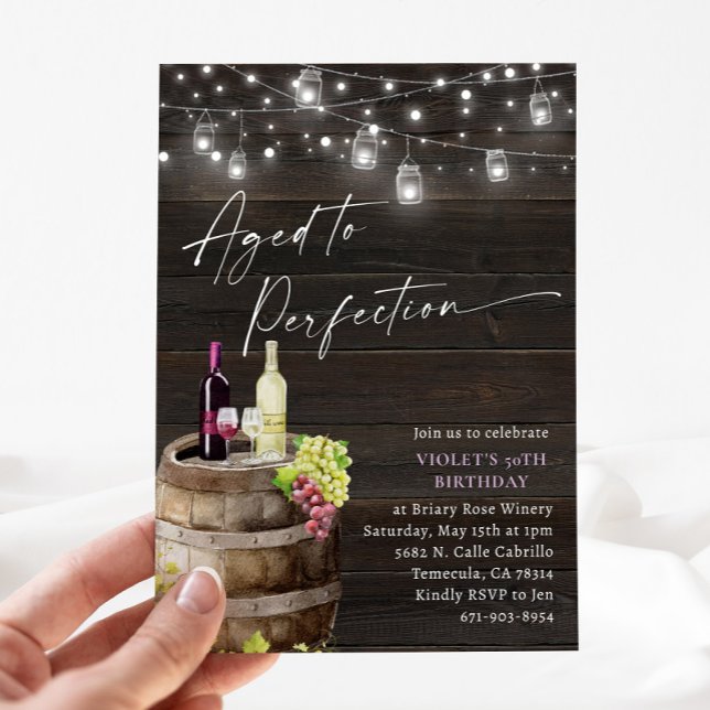 Rustic Vineyard Wine Birthday, Aged To Perfection Invitation (Creator Uploaded)