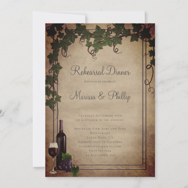 Rustic  Vineyard Winery Wedding Invitation (Front)