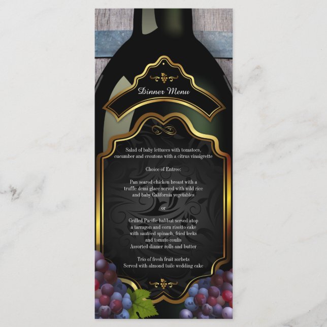 Rustic Vineyard Winery Wedding Menu (Front)