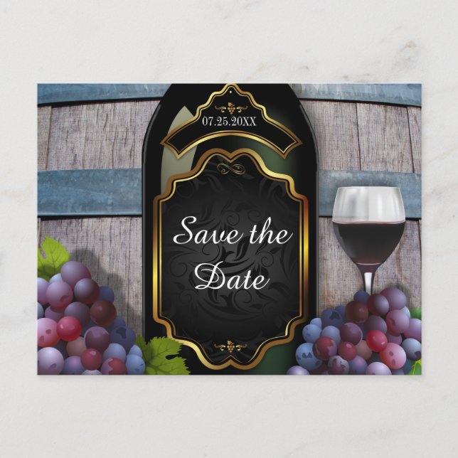 Rustic Vineyard Winery Wedding Save the Date Announcement Postcard (Front)
