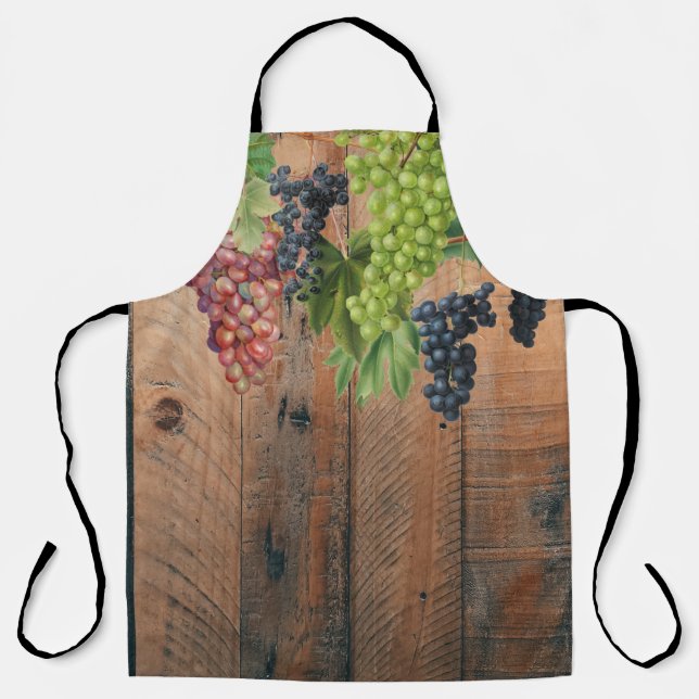 Rustic Vineyard Wood & Grapes Apron (Front)