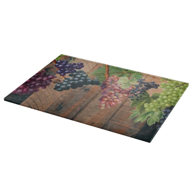 Rustic Vineyard Wood & Grapes Cutting Board (Corner)