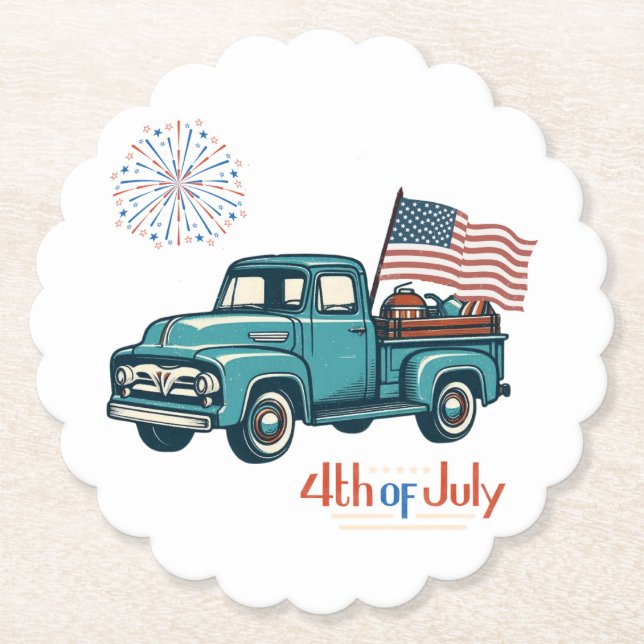 Rustic/vintage 4th of July  Paper Coaster (Front)