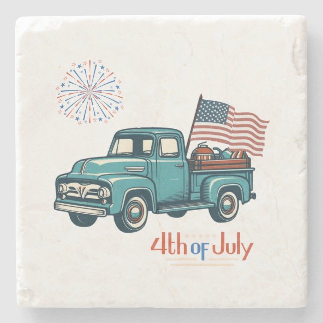 Rustic/vintage 4th of July  Stone Coaster (Front)