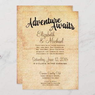 Rustic Vintage Adventure Travel Wedding Invitation