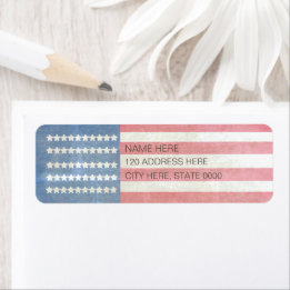 Rustic Vintage American Flag Return Address Label