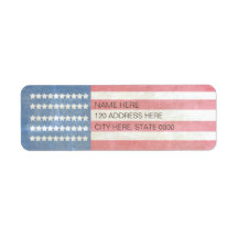 Rustic Vintage American Flag Return Address Label