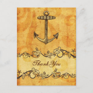rustic, vintage ,anchor nautical thank you postcard