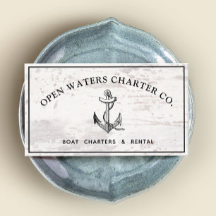 Rustic Vintage Anchor White Wood Business Card