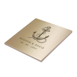 Rustic Vintage Antique Anchor Nautical Wedding   Ceramic Tile