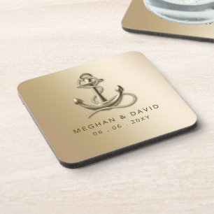Rustic Vintage Antique Anchor Nautical Wedding Coaster