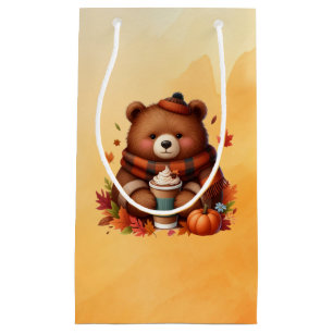 Rustic/vintage autumn bear small gift bag