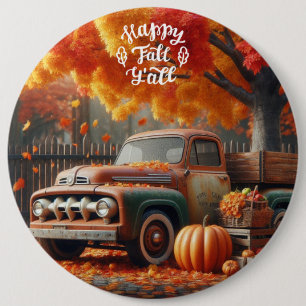 Rustic/vintage autumn farm truck 6 cm round badge