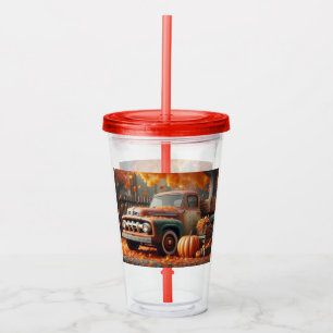Rustic/vintage autumn farm truck acrylic tumbler