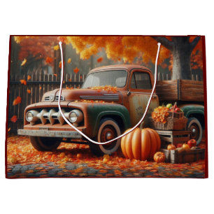 Rustic/vintage autumn farm truck large gift bag