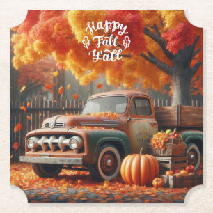 Rustic/vintage autumn farm truck  paper coaster