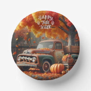 Rustic/vintage autumn farm truck paper plate