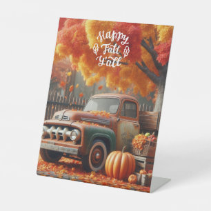 Rustic/vintage autumn farm truck pedestal sign