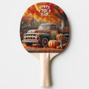 Rustic/vintage autumn farm truck ping pong paddle