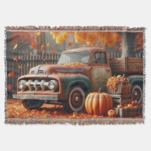Rustic/vintage autumn farm truck throw blanket