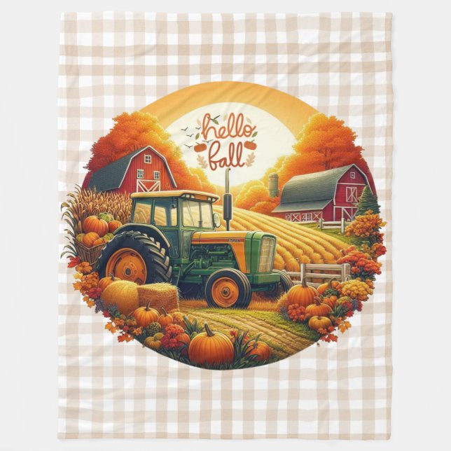 Rustic/vintage autumn on the farm fleece blanket (Front)
