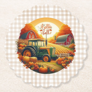 Rustic/vintage autumn on the farm paper coaster