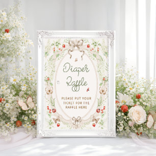 Rustic Vintage Baby Shower Diaper Raffle Poster