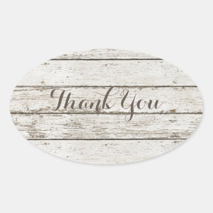 rustic vintage barn wood barn wedding thank you oval sticker