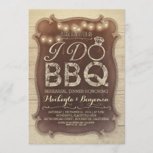 rustic vintage BBQ rehearsal dinner invitation