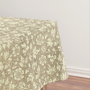 Rustic Vintage Beige Cream Floral Pattern Tablecloth