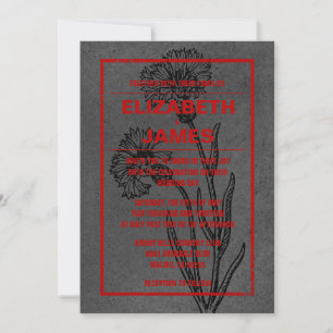 Rustic Vintage Black And Red Wedding Invitations