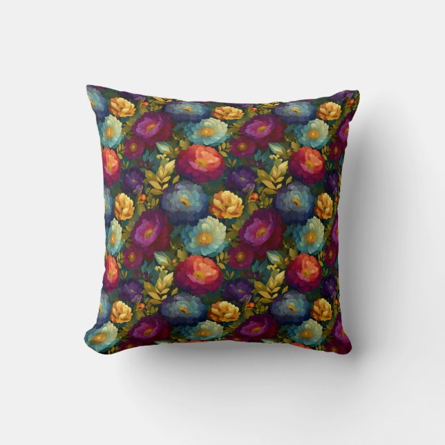 Rustic Vintage Botanical Chic Floral Design Cushion (Front)