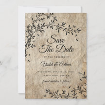 Rustic Vintage Botanical Wedding Save The Date