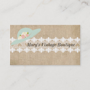 Rustic Vintage Burlap Boutique Business Card