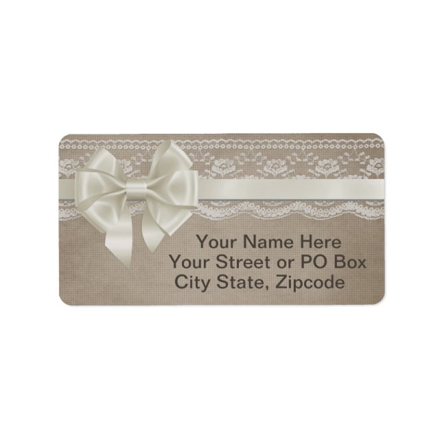 Rustic Vintage Burlap & Lace Label (Front)