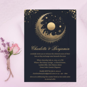 Rustic Vintage Celestial Wedding Invitation