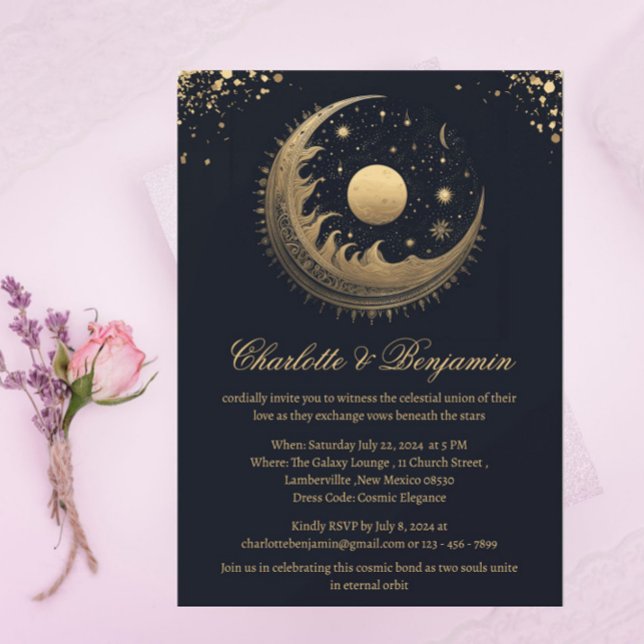 Rustic Vintage Celestial Wedding Invitation (Creator Uploaded)