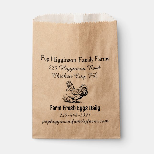 Rustic Vintage Chicken Farm Favour Bag (Front)