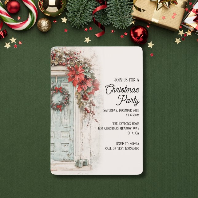 Rustic Vintage Christmas Dinner Party Invitation (Creator Uploaded)