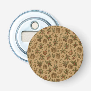 Rustic, vintage Christmas patterned Bottle Opener