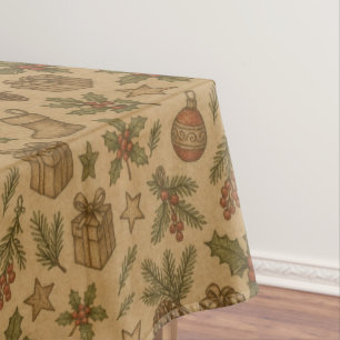 Rustic, vintage Christmas patterned Tablecloth